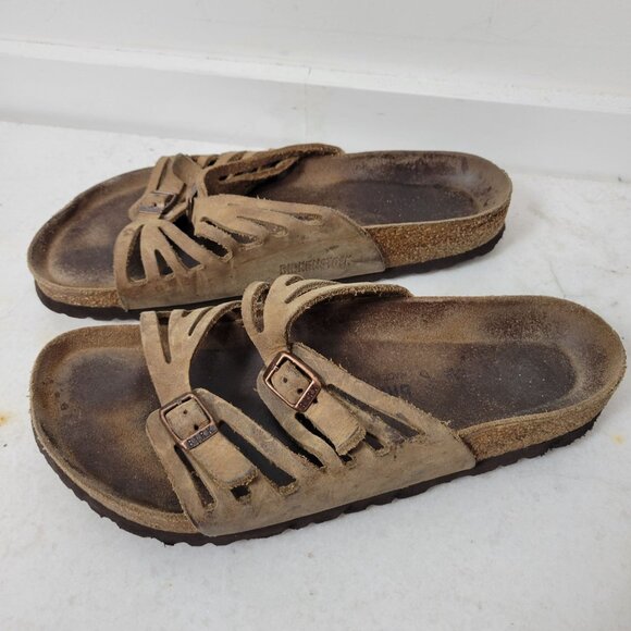 Birkenstock Size US 9/ EU 40 Grenada Brown Leather Suede Buckle Sandals Women's - Picture 5 of 12